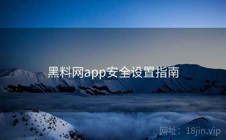 黑料网app安全设置指南